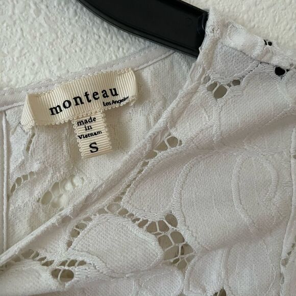 Monteau Short sleeve Lace Blouse S - Picture 7 of 8